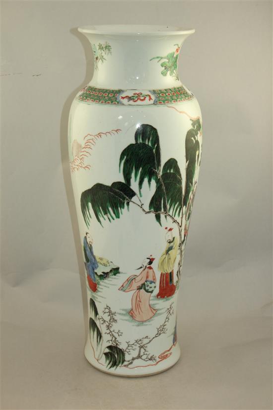 A large Chinese famille verte baluster vase, in Kangxi style, 59.5cm